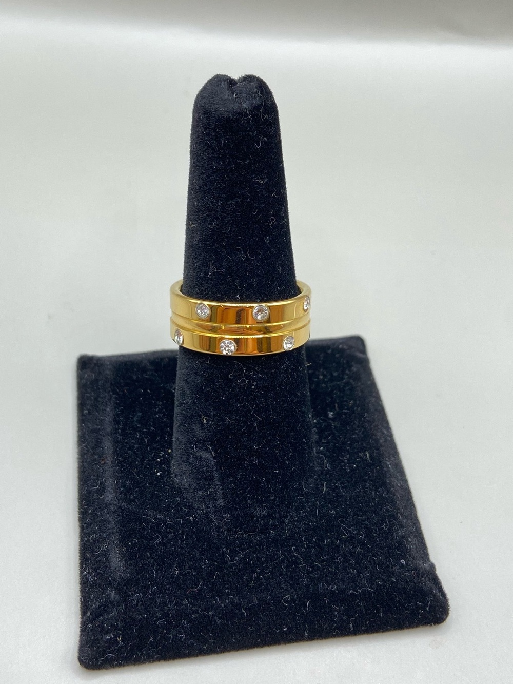 Gold Tone Crystal Wide Band Ring